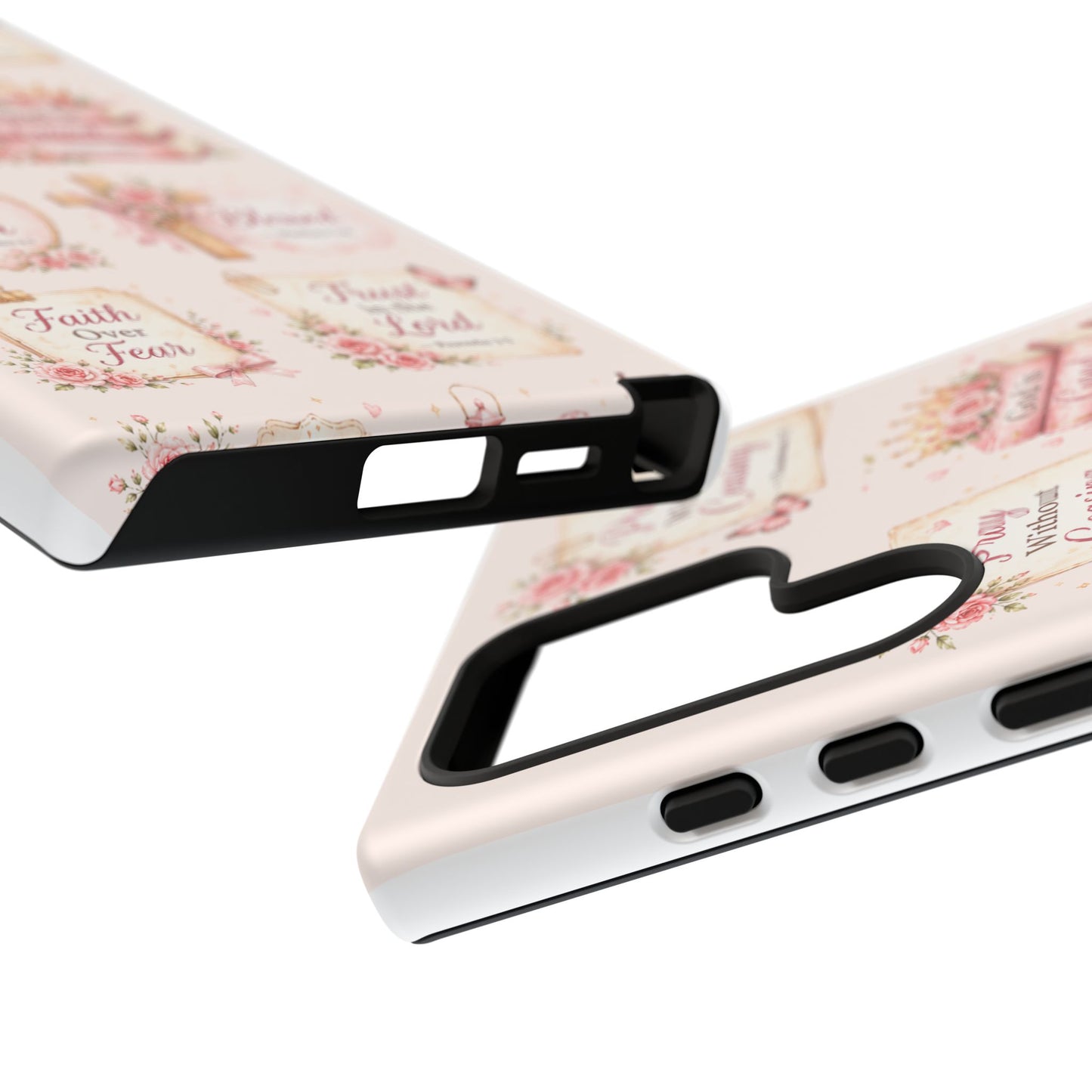 Christian Floral Phone Case — "Pray Without Ceasing" Faith Cross Design