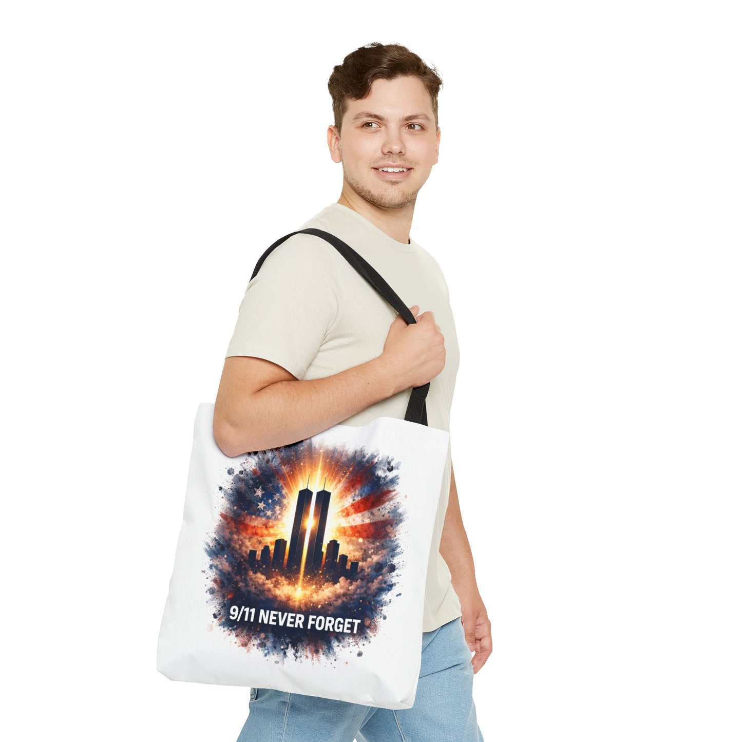 9/11 Never Forget Memorial Tote Bag — Twin Towers Tribute Tote