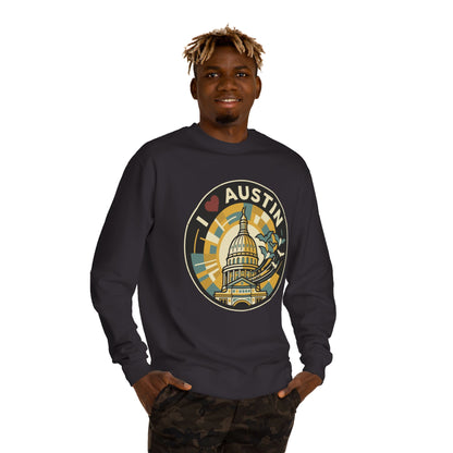 I  Austin Crewneck Sweatshirt — Austin Capitol Retro Graphic