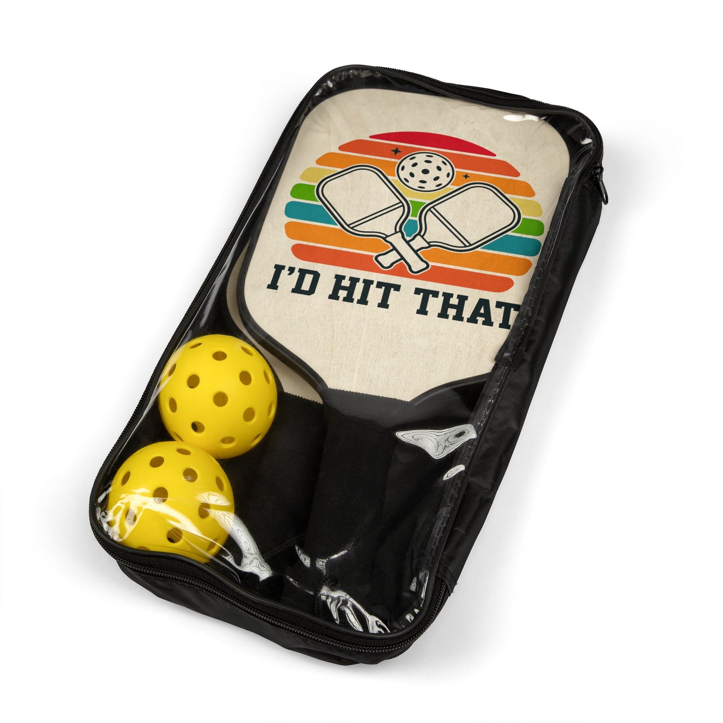Pickleball Paddle Set – Retro "I'd Hit That" Pickleball Kit (2 Paddles + 2 Balls)