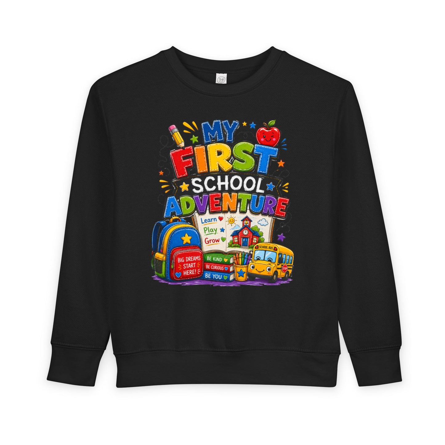 Toddler Sweatshirt — "My First School Adventure" Back-to-School Kids Sweatshirt