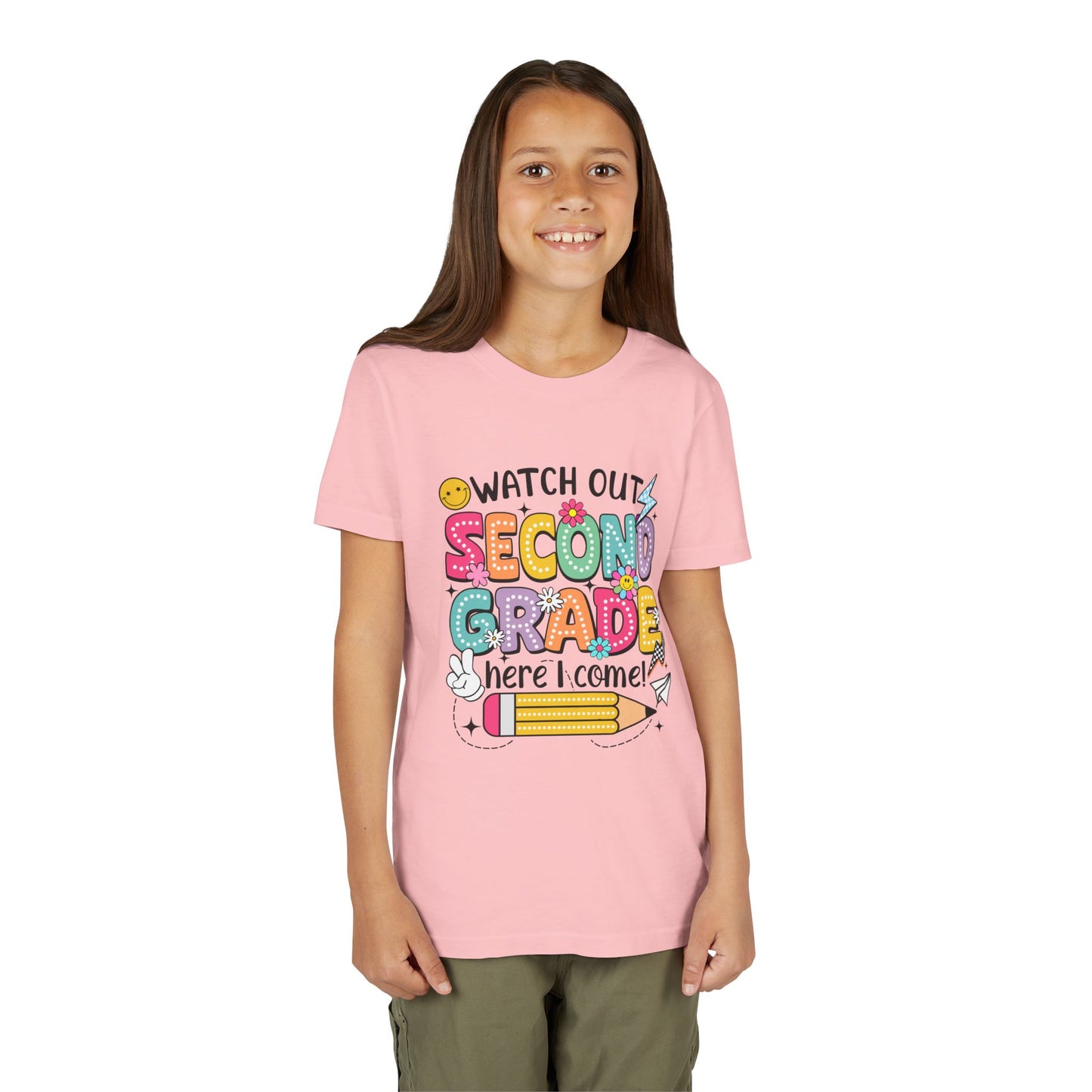 Second Grade Kids T‑Shirt – "Watch Out Second Grade Here I Come" Back‑to‑School Tee