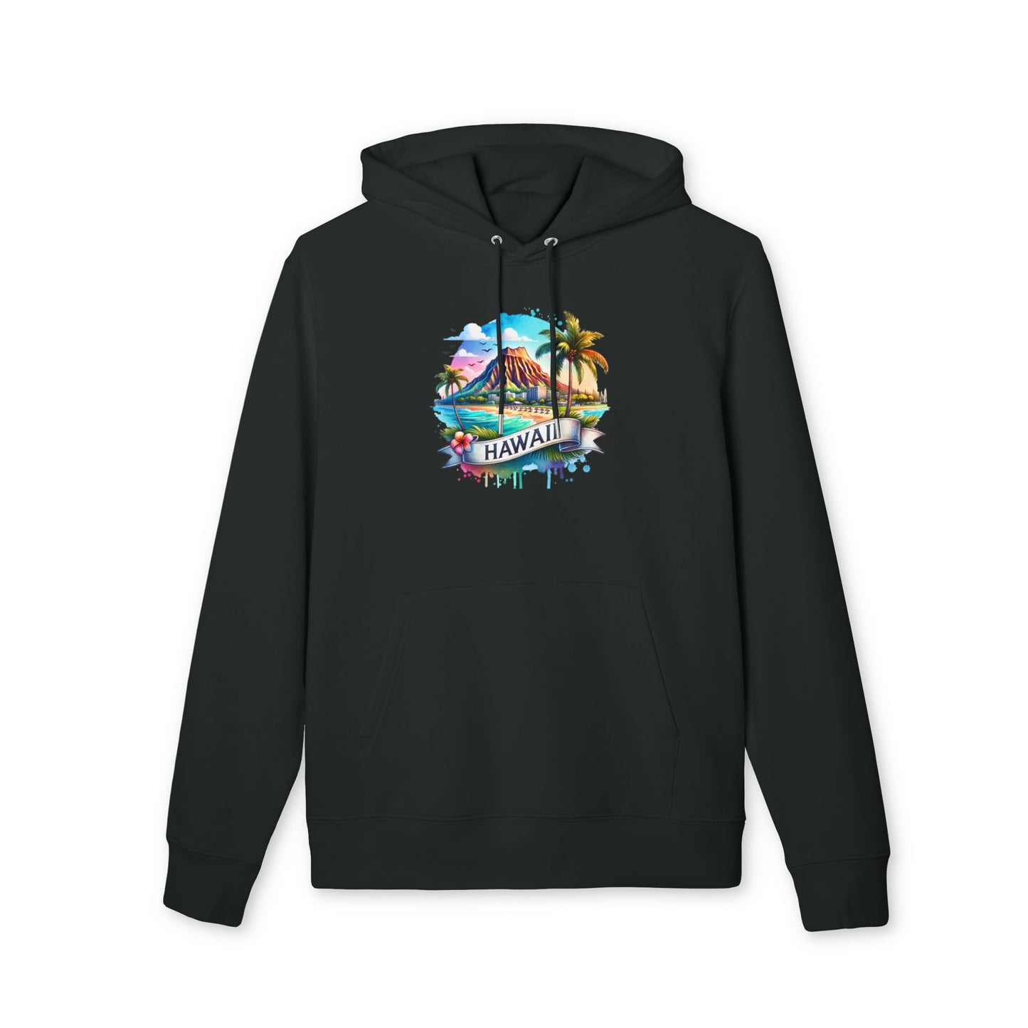 Hawaii Watercolor Hoodie — Tropical Island Palm Beach Pullover