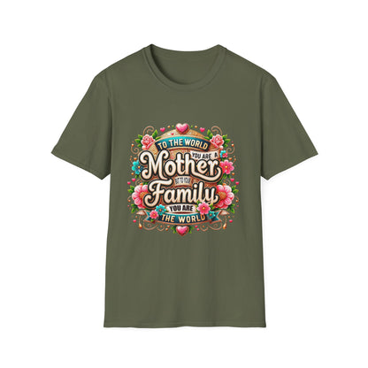 Mother You Are My World Floral T‑Shirt — Gift for Mom, Family Love Tee