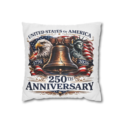 250th Anniversary Liberty Bell Pillowcase — Patriotic USA Throw Pillow Cover (1776–2026)