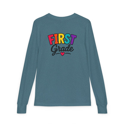 First Grade Kids Long Sleeve Tee — Colorful Back-to-School Shirt