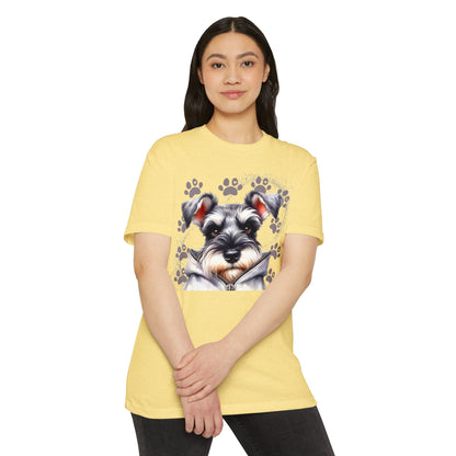 Schnauzer Pawprint Graphic T‑Shirt — Cute Dog Portrait Tee for Pet Lovers