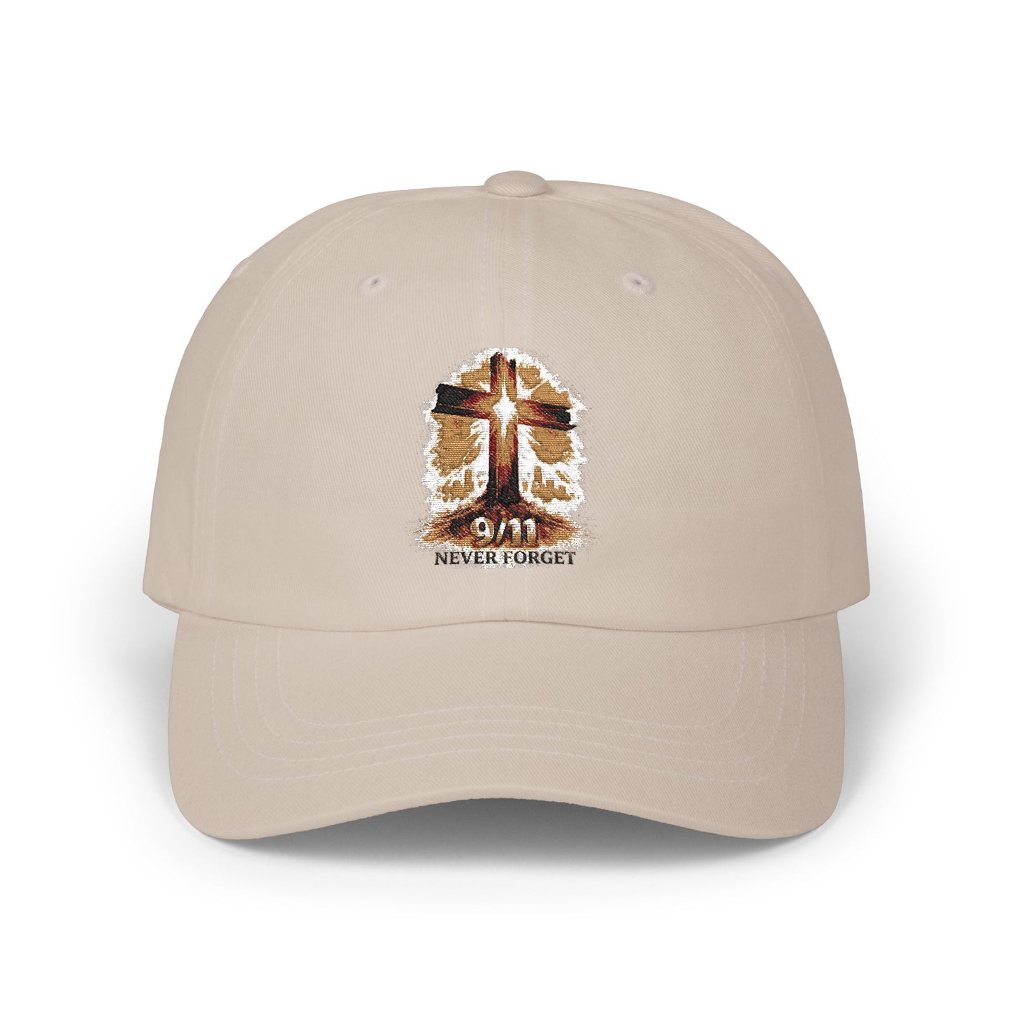 Dad Cap — Grunge Cross 'Never Forget' Embroidered Baseball Hat
