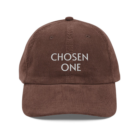 Vintage Corduroy Cap — "Chosen One" Embroidered Baseball Hat