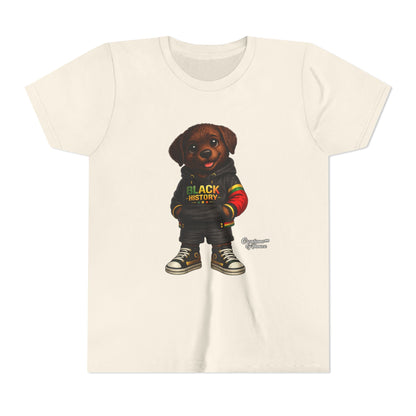 Youth Tee — Cute Puppy 'Black History' Graphic Shirt