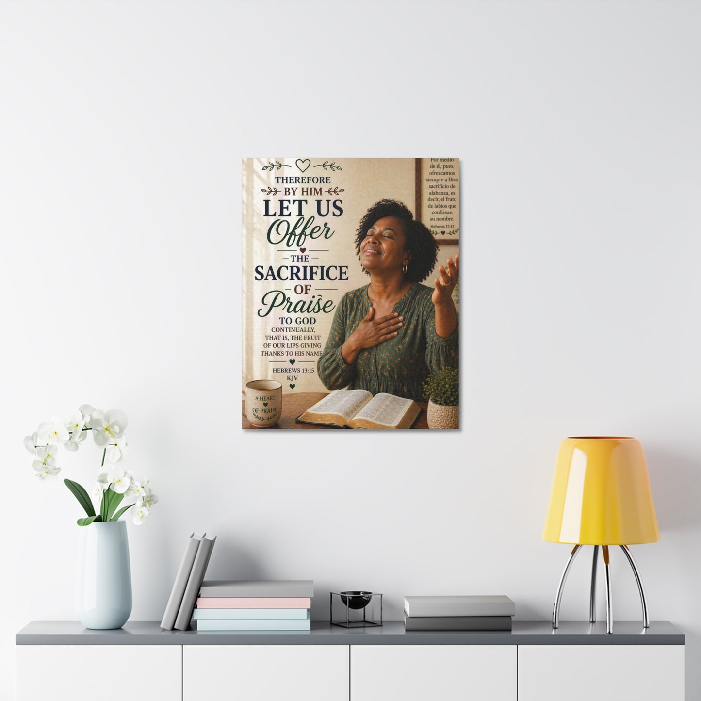 Canvas Wall Art — "Let Us Offer the Sacrifice of Praise" Christian Scripture Decor