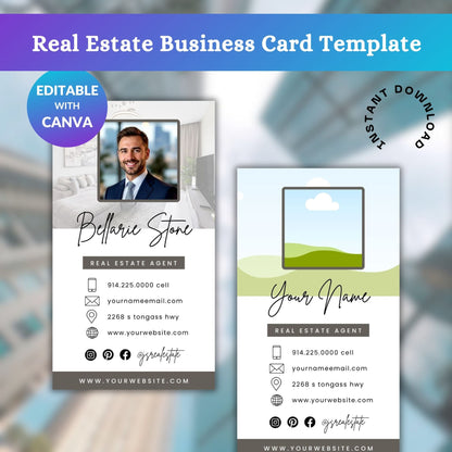 Real Estate Business Card Template | Realtor Business Card | Editable Business Card Canva | Professional Business Card Design
