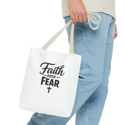 Faith Over Fear Tote Bag — Inspirational Christian Canvas Tote