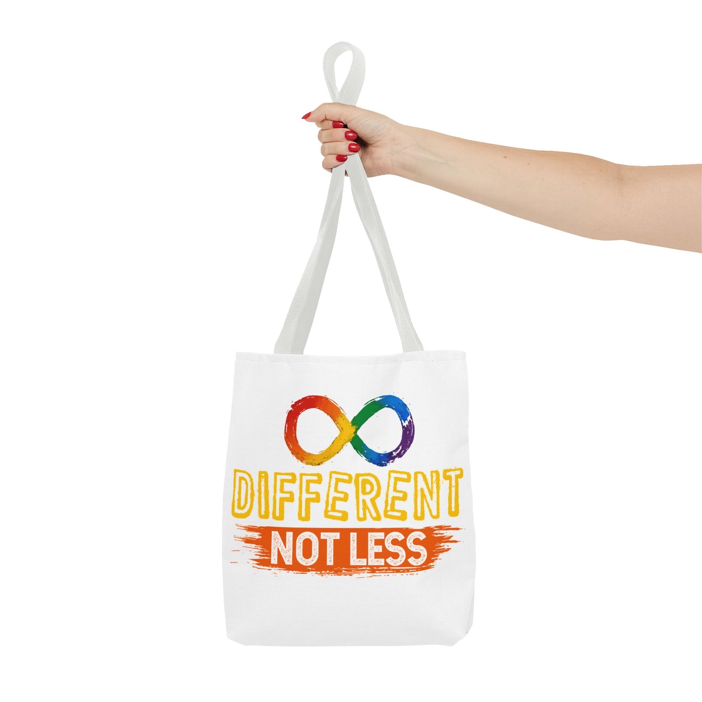 Autism Pride Tote Bag — "Different Not Less" Rainbow Infinity Reusable Shopper