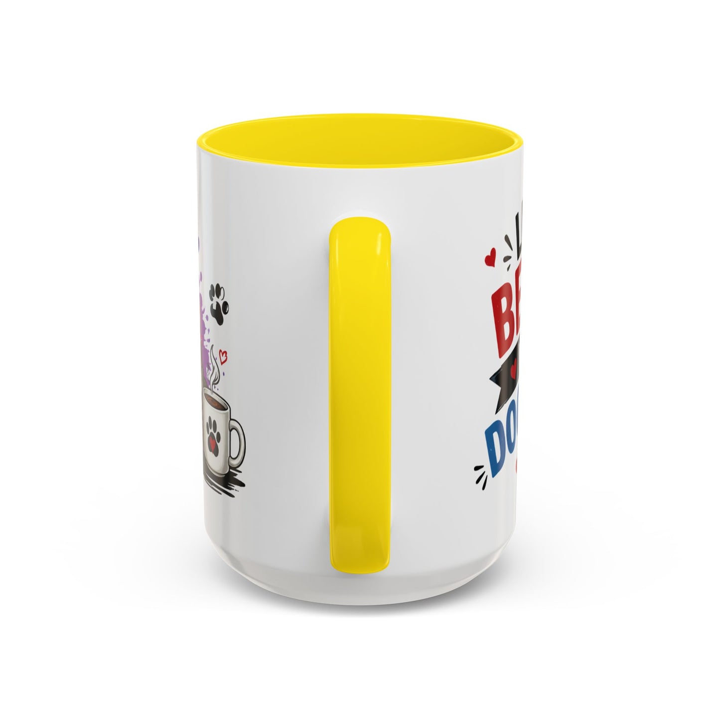Dog and Cat Coffee Mug – "Life is Better with a Cat" Accent Ceramic Mug