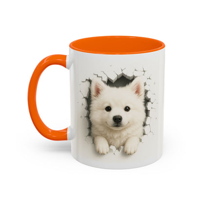 White Samoyed Puppy Accent Coffee Mug — Cute Dog Breakthrough Design (11/15 oz)