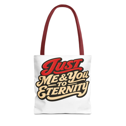 Just Me & You to Eternity Tote Bag — Romantic Script Canvas Tote
