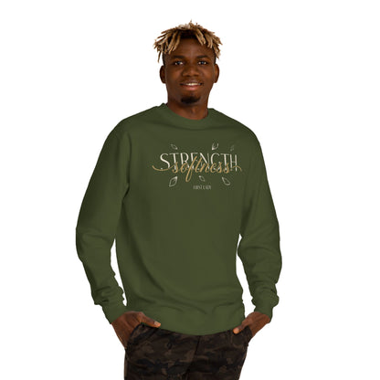 Strength & Softness Sweatshirt — Inspirational Christian Crewneck (Psalm 46:1)
