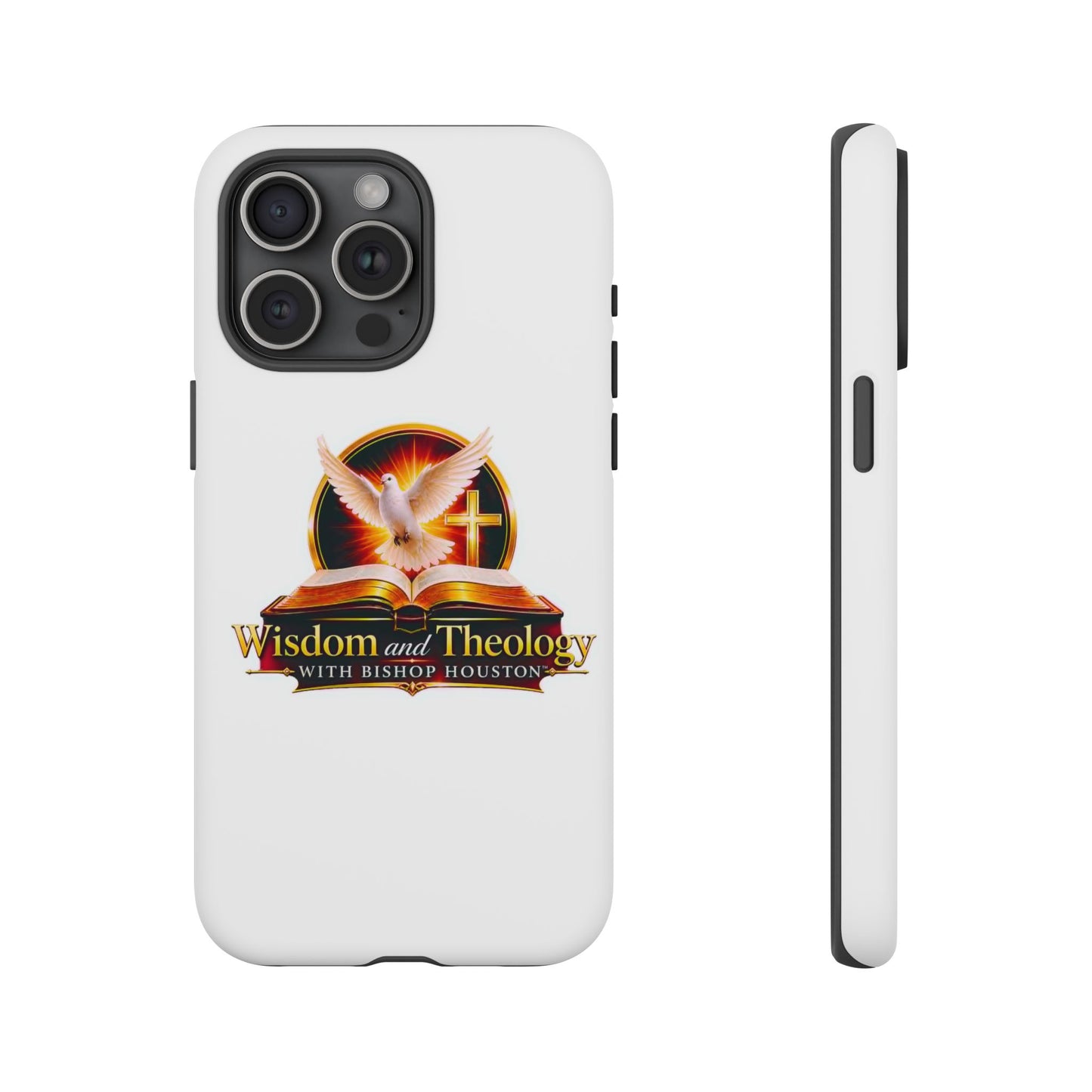 Wisdom and Theology Phone Case — Christian Dove & Cross Protective Tough Case