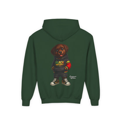 Youth Hoodie - Cute Rottweiler Puppy 'Black History' Graphic Sweatshirt for Kids