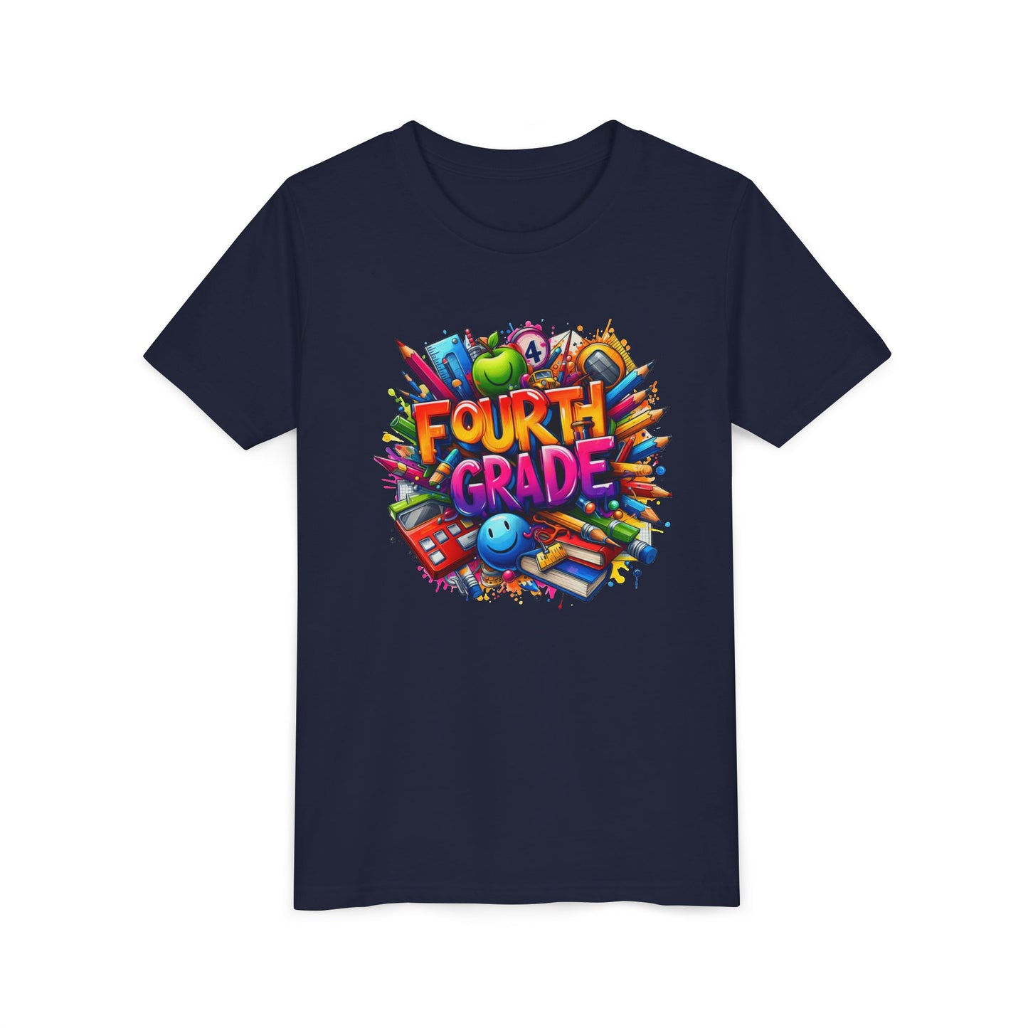 Fourth Grade Youth T‑Shirt – Colorful School Supplies Back to School Tee
