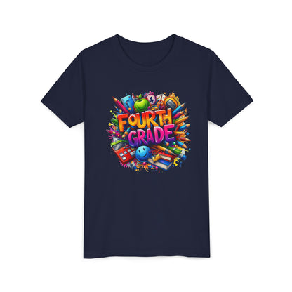 Fourth Grade Youth T‑Shirt – Colorful School Supplies Back to School Tee