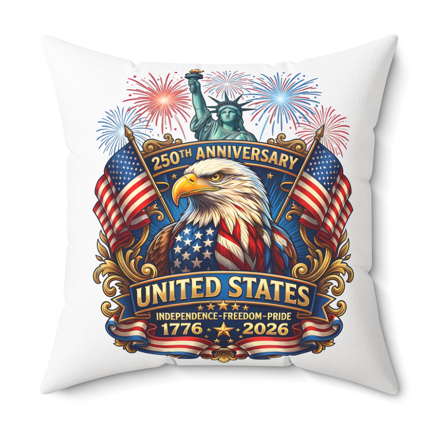 United States 250th Anniversary Eagle Throw Pillow — 1776–2026 Patriotic Decorative Pillow