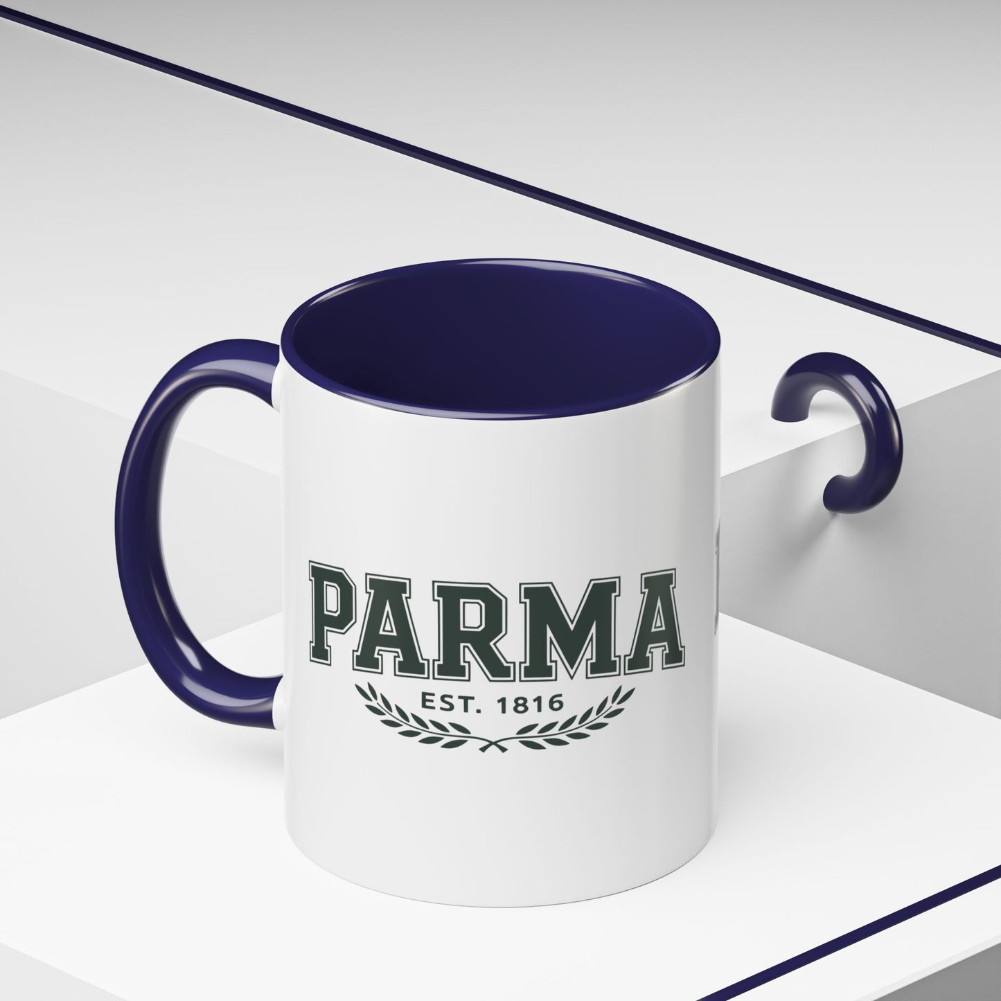 Parma Established 1816 Accent Coffee Mug — Vintage Collegiate Ceramic Coffee Cup