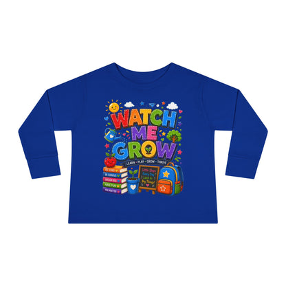 Watch Me Grow Toddler Long Sleeve Tee — Back to School Cute Growth Shirt