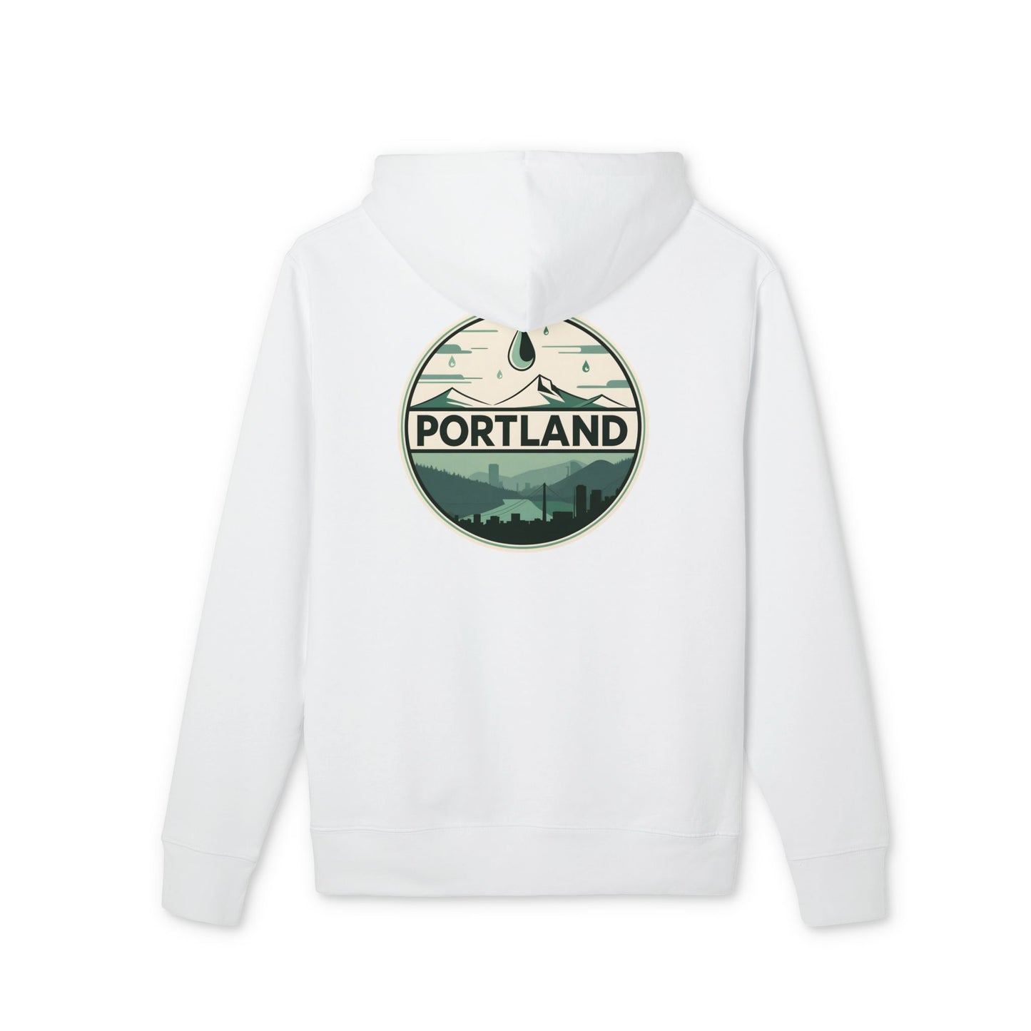 Portland Mountain & Skyline Hoodie — Vintage Nature City Badge