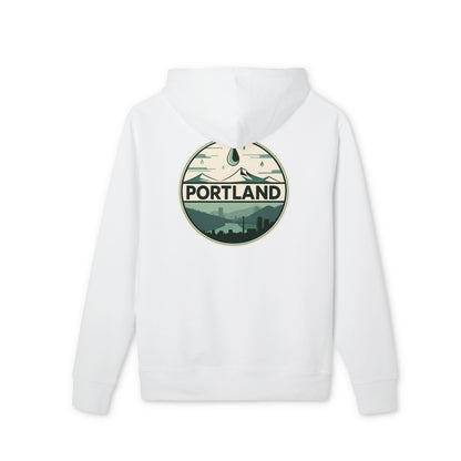 Portland Mountain & Skyline Hoodie — Vintage Nature City Badge