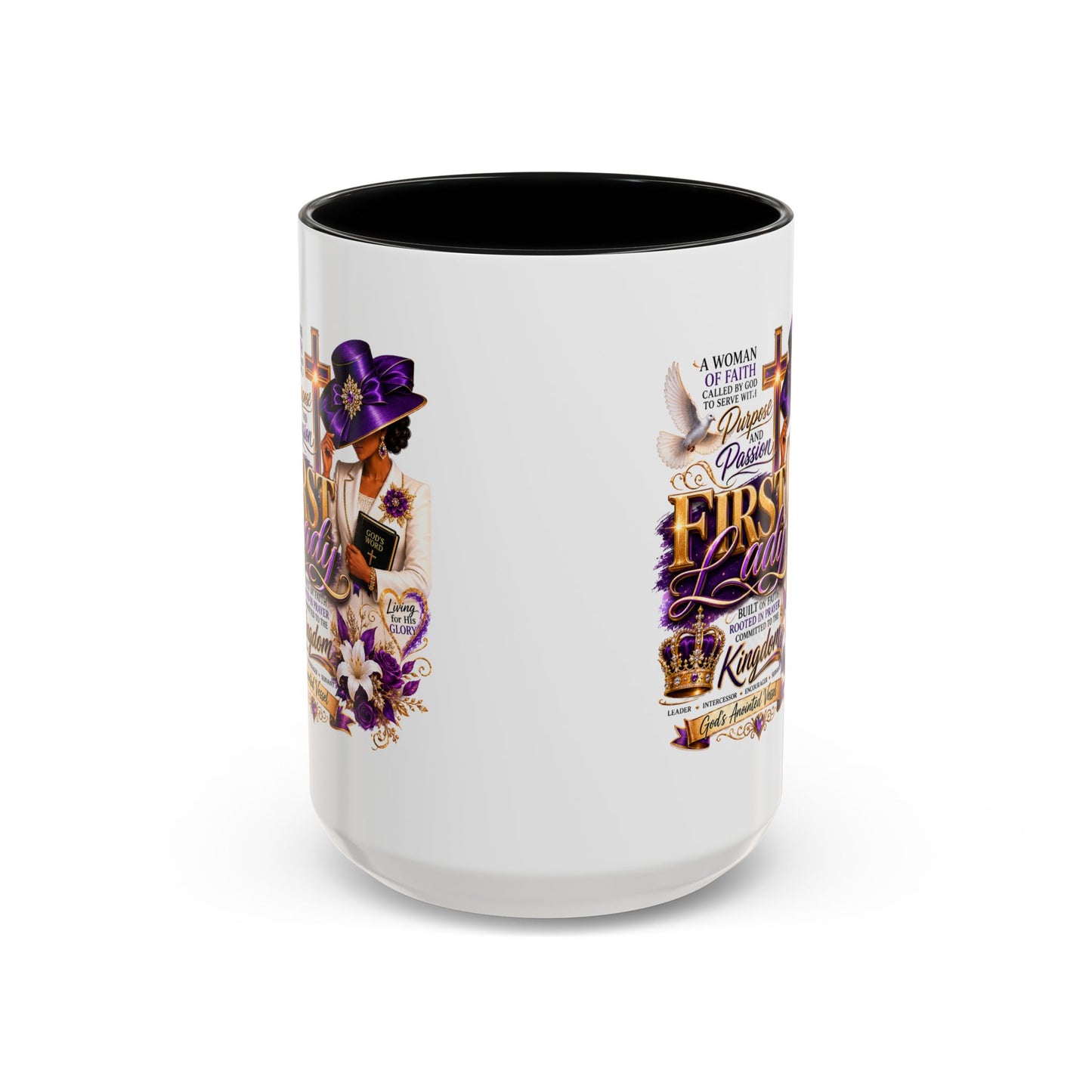 First Lady of Faith Accent Coffee Mug — Inspirational Christian Gift (11/15oz)