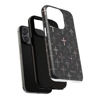 Magnetic Phone Case — Black Crosses "Grace" Protective Cover