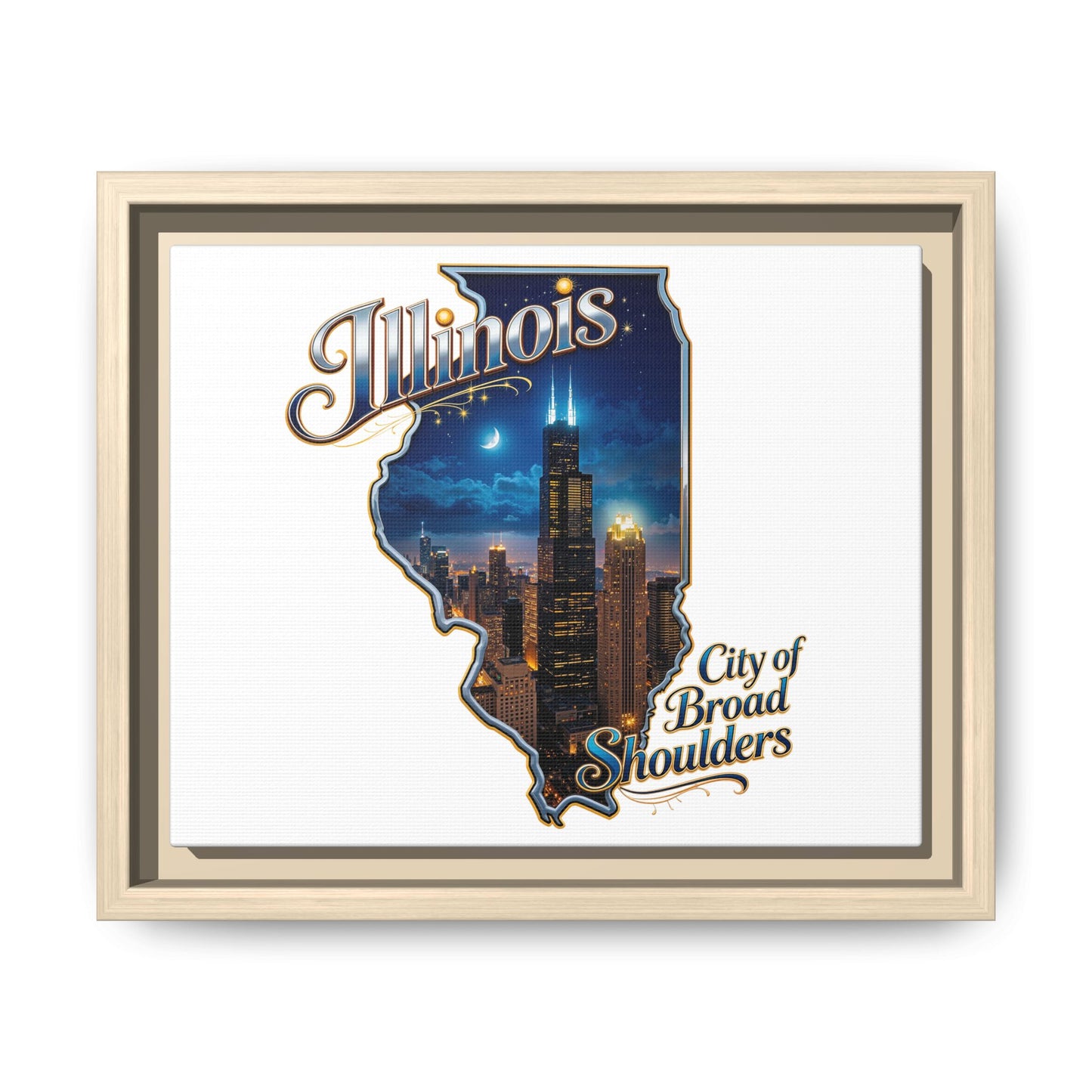 Illinois City of Broad Shoulders Matte Canvas Framed Wall Art