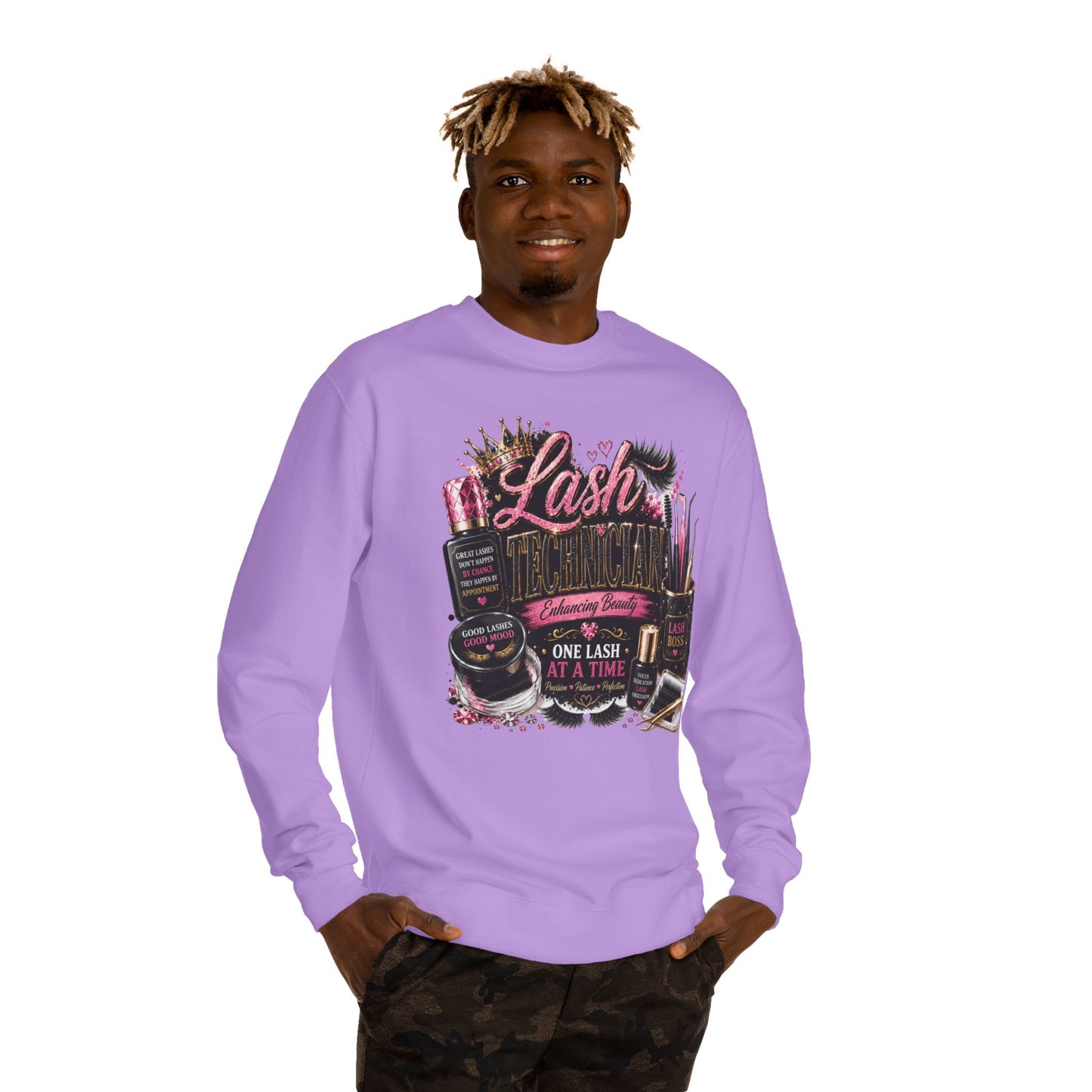 Eyelash Artist Crewneck Sweatshirt — “Lash Technician” Beauty Salon Graphic