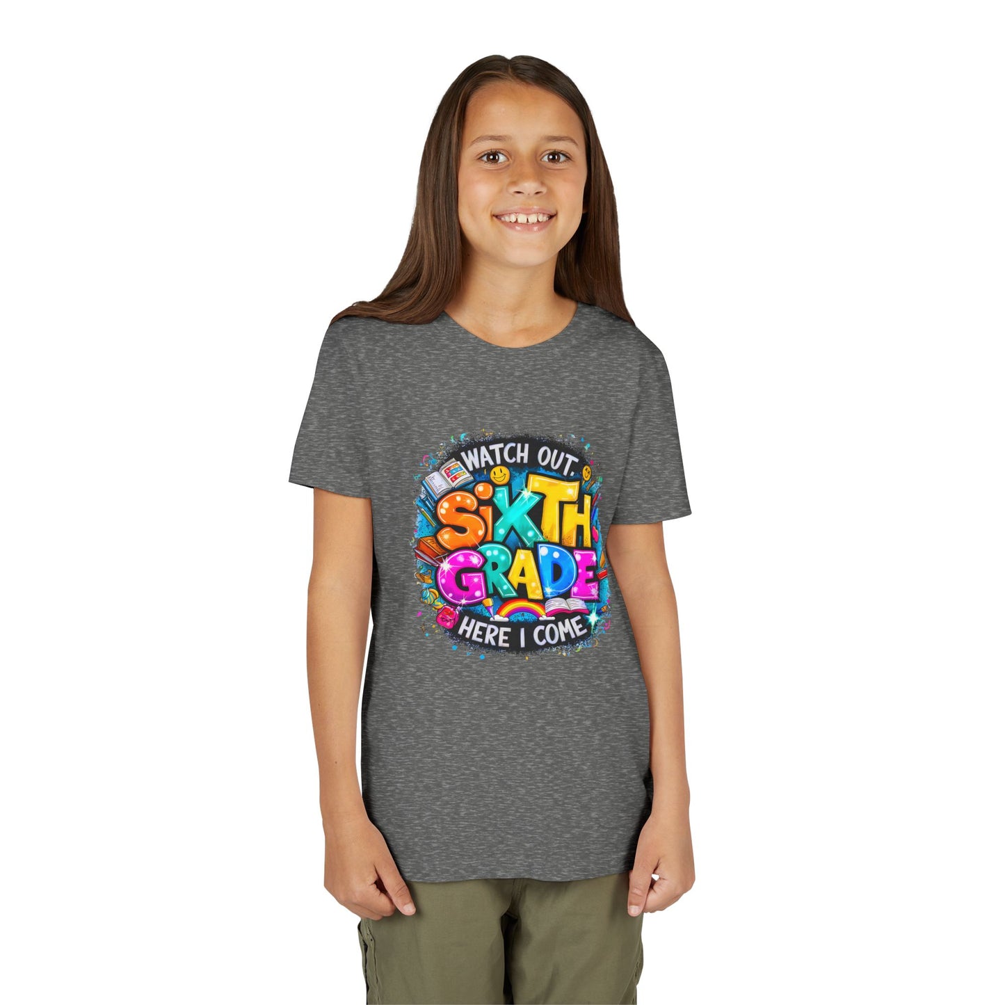 Youth Tee — "Watch Out Sixth Grade Here I Come" Back-to-School Graphic Shirt