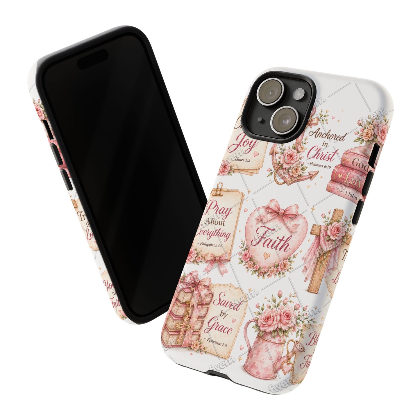 Faith Floral Phone Case – Christian Inspirational Scripture iPhone Cover (Choose Joy, Pray, Faith)