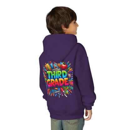 Third Grade Kids Hoodie — Colorful School Supplies Back-to-School Sweatshirt
