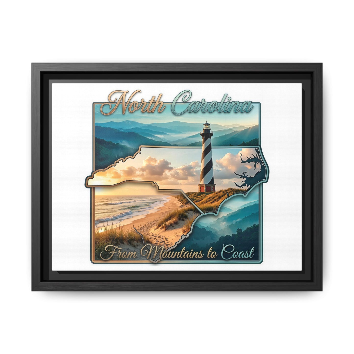 North Carolina Matte Canvas Wall Art — "From Mountains to Coast" Framed Print