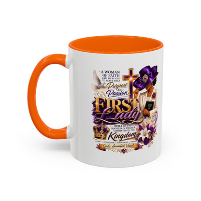 First Lady of Faith Accent Coffee Mug — Inspirational Christian Gift (11/15oz)