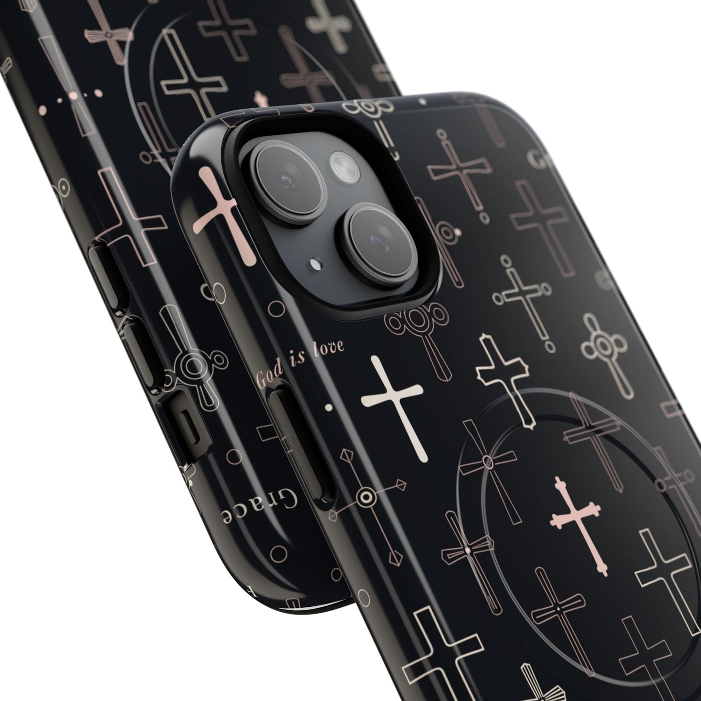 Magnetic Phone Case — Black Crosses "Grace" Protective Cover