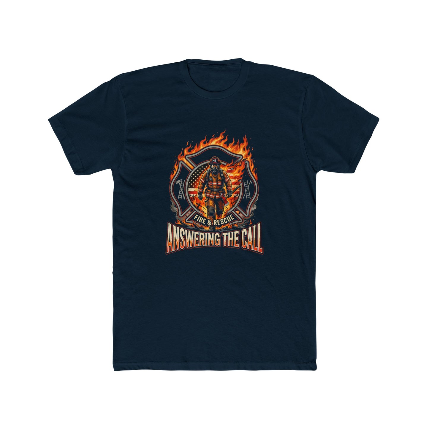 Firefighter T-Shirt - 'Answering the Call' Flame Rescue Crew Tee
