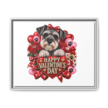 Valentine’s Day Schnauzer Framed Canvas