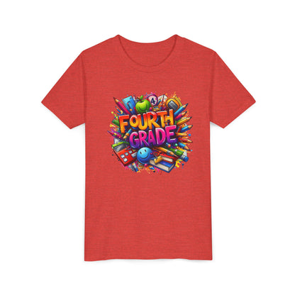 Fourth Grade Youth T‑Shirt – Colorful School Supplies Back to School Tee