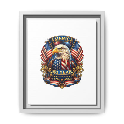 America 250th Anniversary Framed Canvas — Patriotic Bald Eagle Wall Art