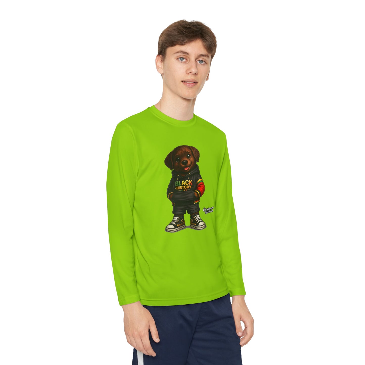 Kids Long Sleeve Tee — Rasta Teddy 'Black Excellence' Graphic