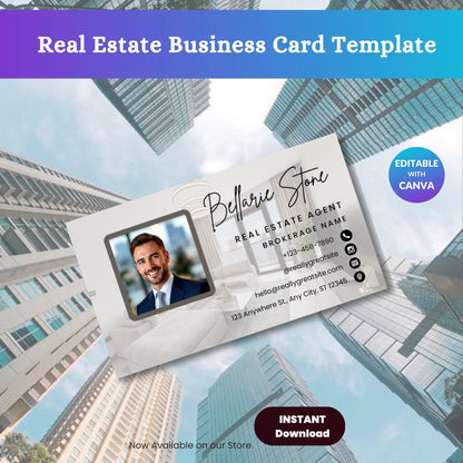 Real Estate Business Card Template | Realtor Business Card | Editable Business Card Canva | Professional Business Card Design