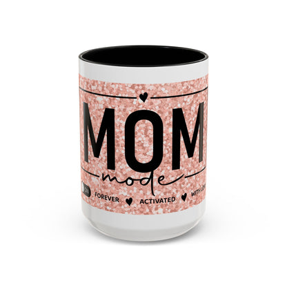 Mom Mode Glitter Accent Coffee Mug – 'Mom Mode' Rose Gold Sparkle (11/15oz)