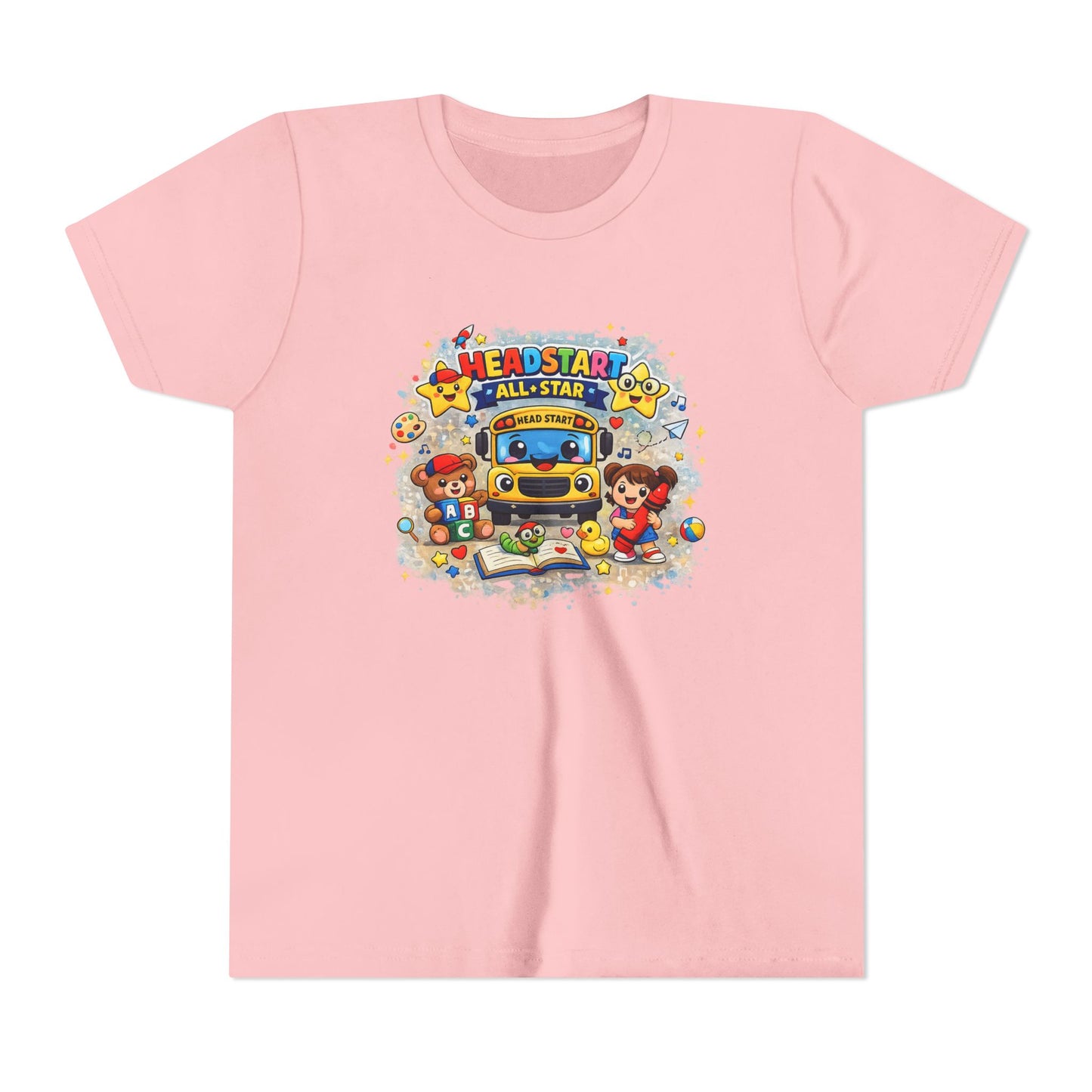 Youth Tee — "Headstart All-Star" Cute School Bus & Characters Back-to-School Shirt