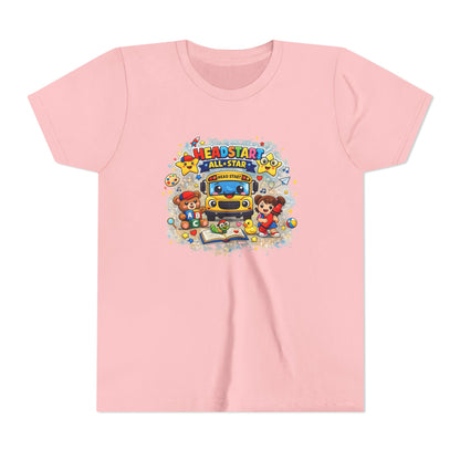 Youth Tee — "Headstart All-Star" Cute School Bus & Characters Back-to-School Shirt